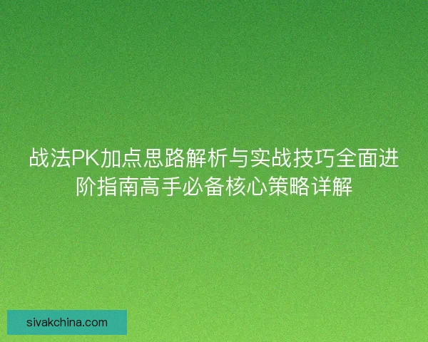 战法PK加点思路解析与实战技巧全面进阶指南高手必备核心策略详解